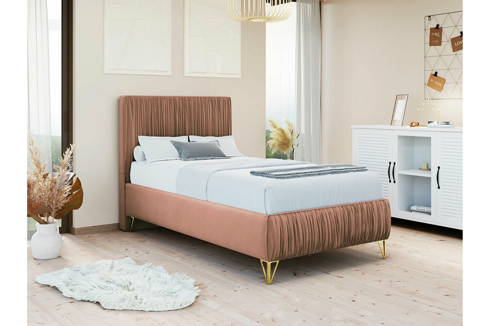 Gortin Rammeseng 90x200 cm - Beige - Møbler - Senger - Rammeseng