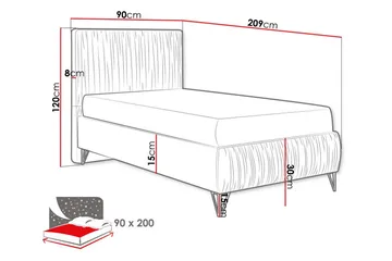 Gortin Rammeseng 90x200 cm - Møbler - Senger - Komplett sengepakke