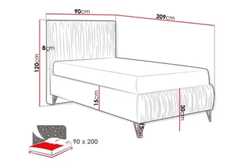 Gortin Rammeseng 90x200 cm - Møbler - Senger - Komplett sengepakke