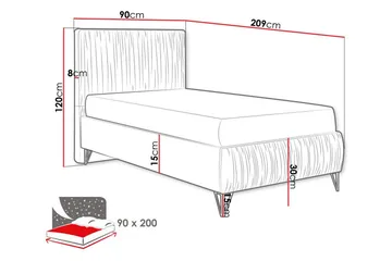 Gortin Rammeseng 90x200 cm - Møbler - Senger - Komplett sengepakke