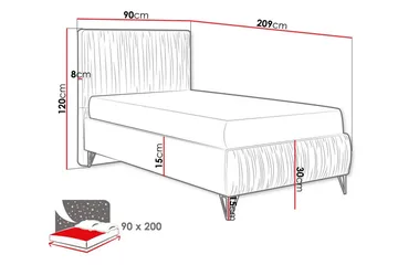 Gortin Rammeseng 90x200 cm - Møbler - Senger - Komplett sengepakke