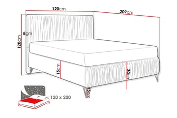 Gortin Sengepakke – Seng 120x200 cm i Fløyel med Sengegavl + Overmadrass - Blå - Møbler - Senger - Komplett sengepakke