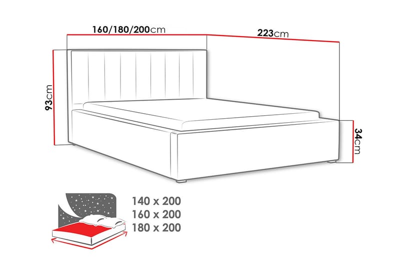 Ideal Rammeseng 223x160x93 cm - Møbler - Senger - Rammeseng