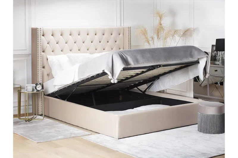 Kymmen Dobbeltseng 160x200 cm - Beige - Møbler - Senger - Sengeramme & sengestamme