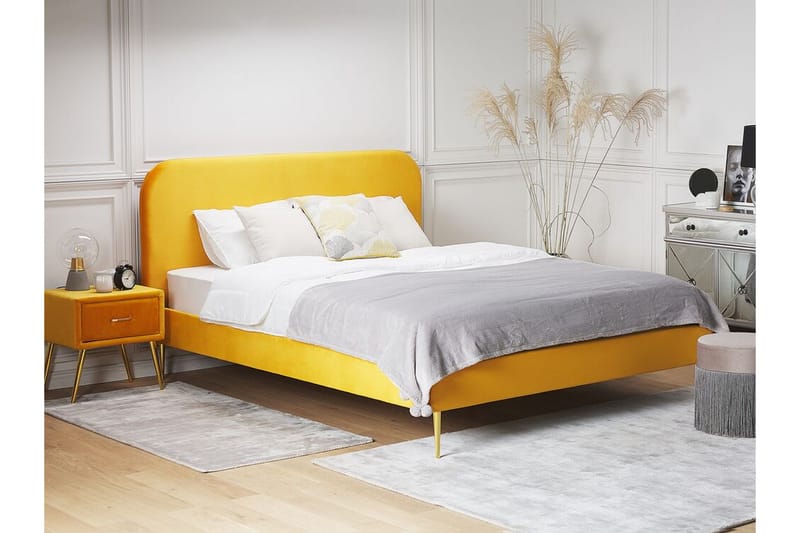 Larochelle Dobbeltseng 180x200 cm - Gul - Møbler - Senger - Rammeseng
