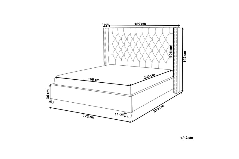 Lubbon Dobbeltseng 160 | 200 cm - Beige - Rammeseng