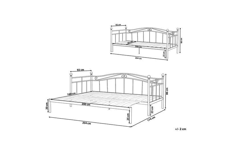 Lutebo Seng 160x200 cm - Svart - Familieseng - Rammeseng