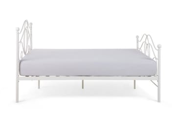 Lyra Dobbeltseng 160x200 cm i Metall med Sengegavl - Hvit - Møbler - Senger - Sengeramme & sengestamme