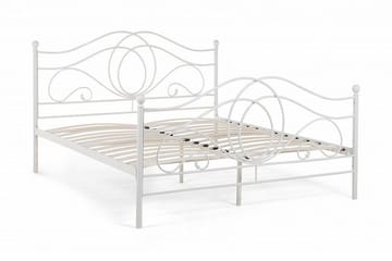 Lyra Dobbeltseng 160x200 cm i Metall med Sengegavl - Hvit - Møbler - Senger - Sengeramme & sengestamme