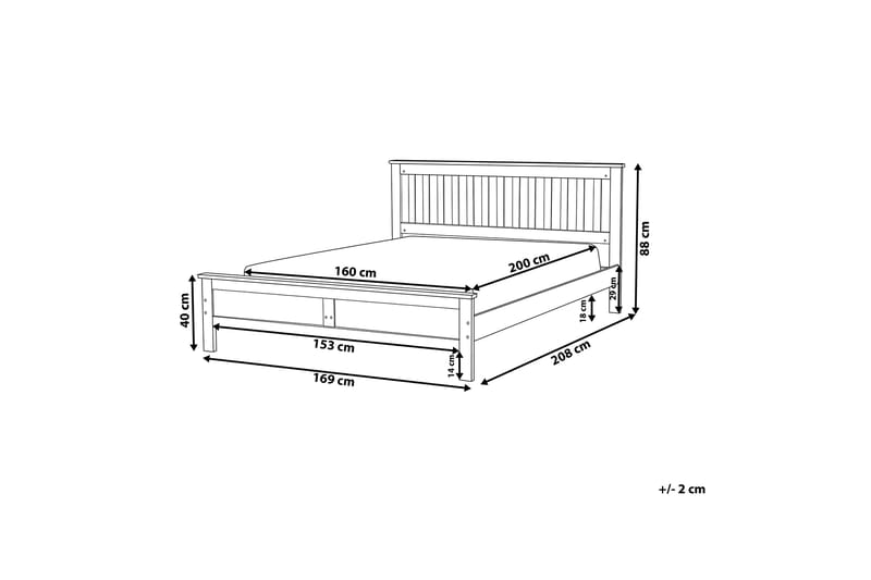 Mayenne Dobbeltseng 160 | 200 cm - Hvit - Rammeseng