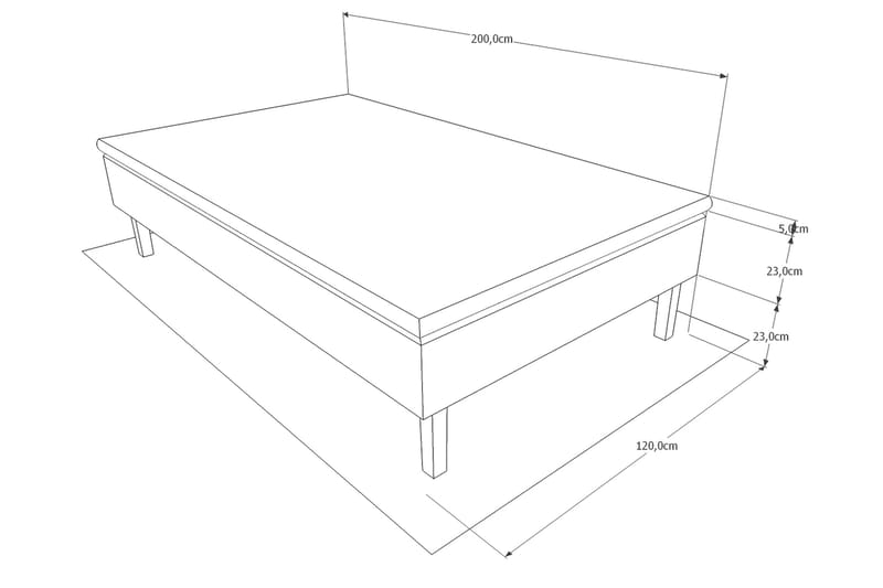 Prime Rammeseng 120x200 Ancona - Grå - Møbler - Senger - Rammeseng