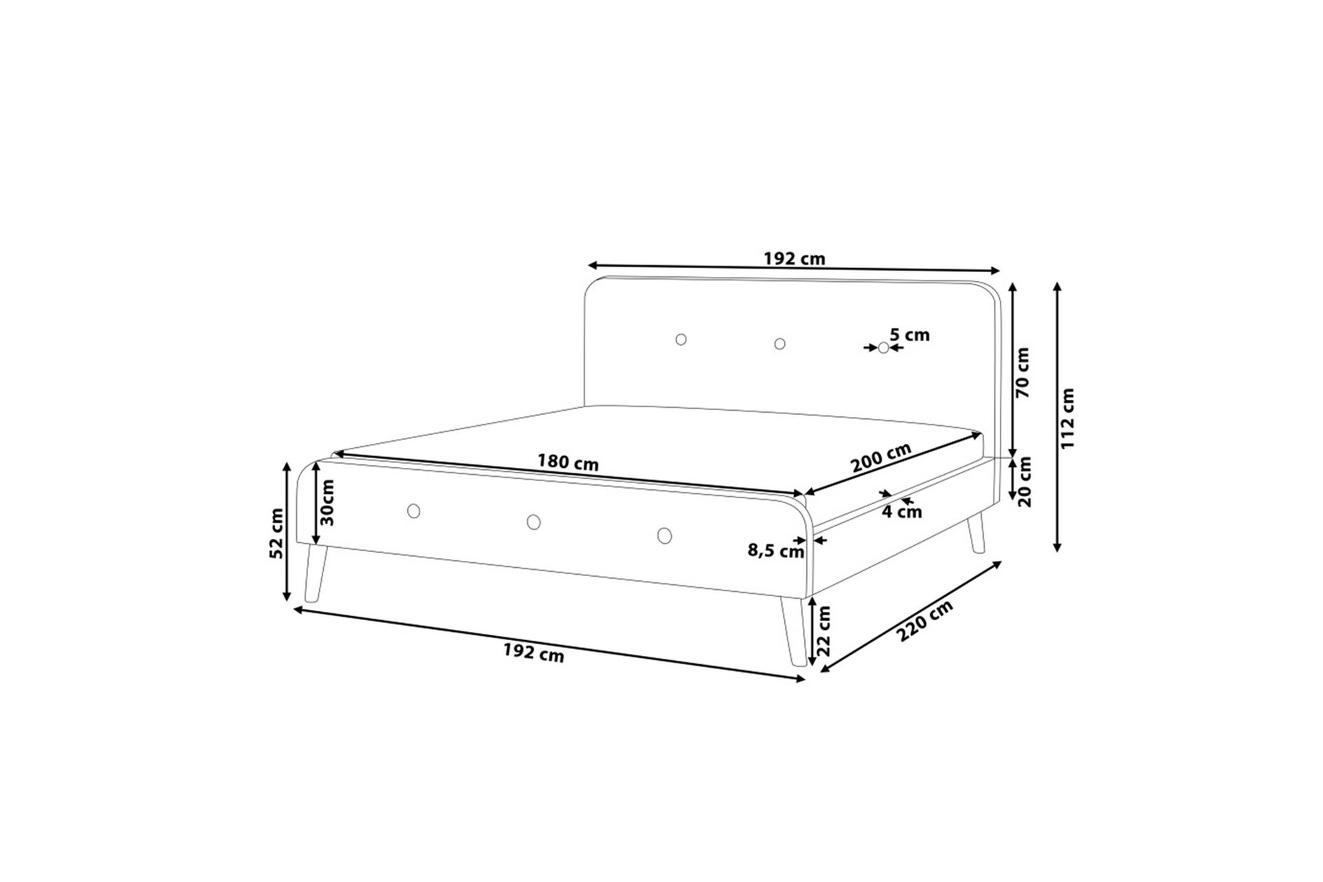 Rennes Dobbeltseng 180 | 200 cm - Beige - Møbler - Senger - Rammeseng