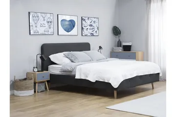 Rennes Sengeramme 140x200 cm i Lin med Sengegavl - Antrasitt - Møbler - Senger - Sengeramme & sengestamme