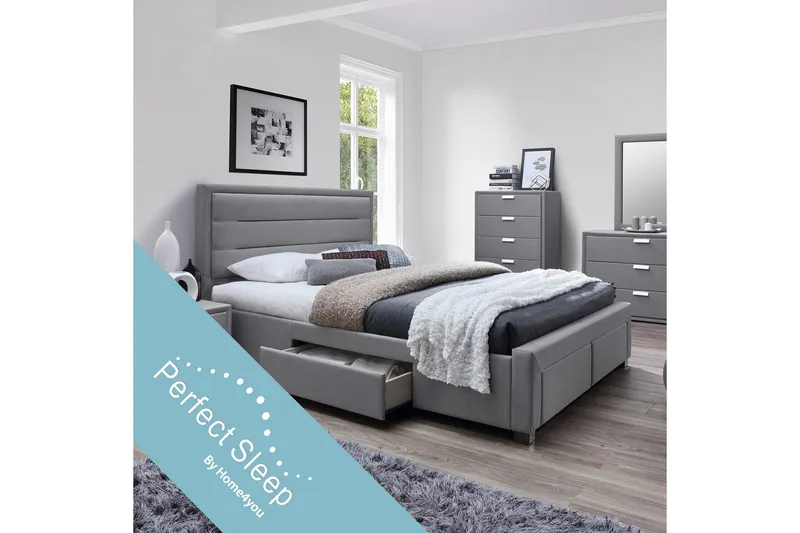 Seng CAREN med 4 skuffer/Madrass HARMONY DELUX, undefined