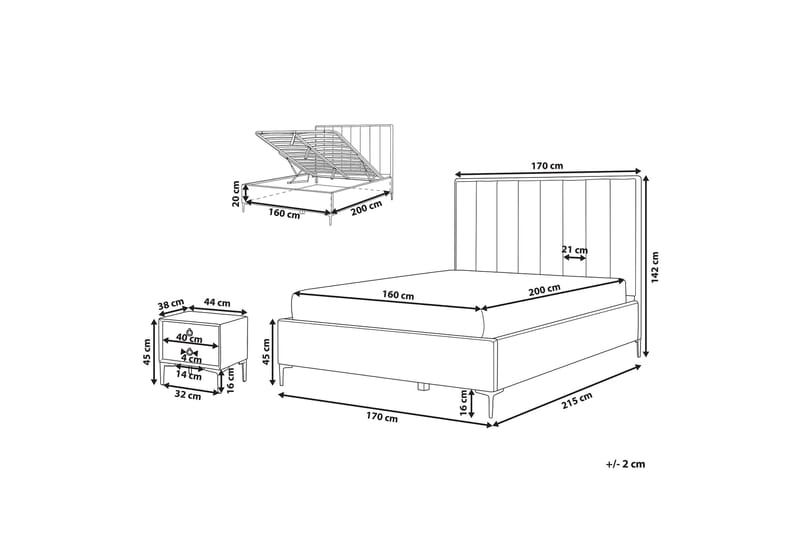 Sezanne Rammeseng 160x200 cm - Fløyel/Grå - Møbler - Senger - Rammeseng
