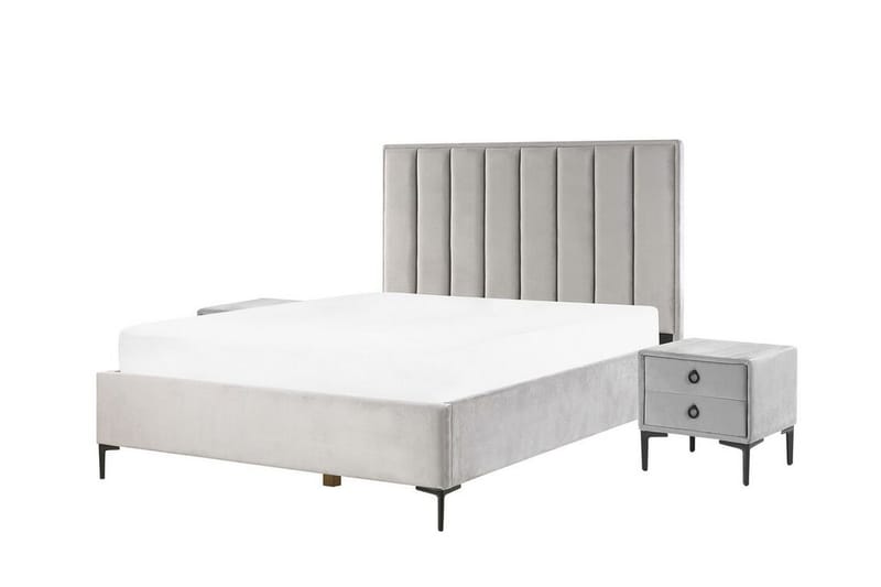 Sezanne Rammeseng 160x200 cm - Fløyel/Grå - Møbler - Senger - Sengeramme & sengestamme