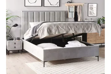 Sezanne Rammeseng 160x200 cm med Oppbevaring - Fløyel/Grå - Møbler - Senger - Sengeramme & sengestamme