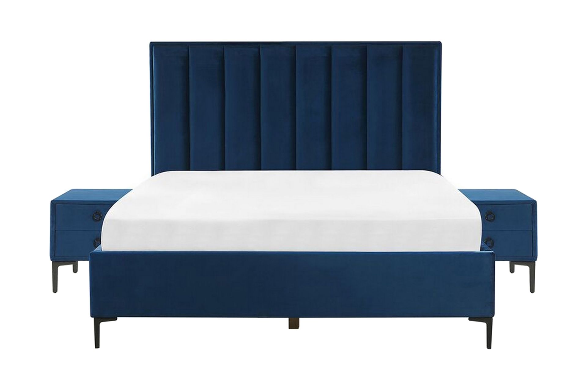 Sovrumsset Dobbeltseng 160x200 cm marineblå SEZANNE - Blå - Møbler - Senger - Rammeseng