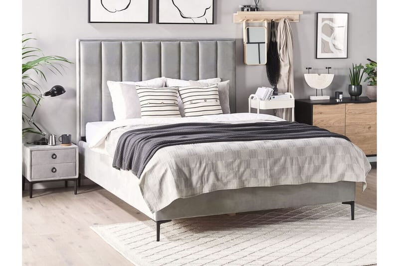 Sovrumsset Dobbeltseng 180x200 cm grå SEZANNE - Grå - Komplett sengepakke - Rammeseng