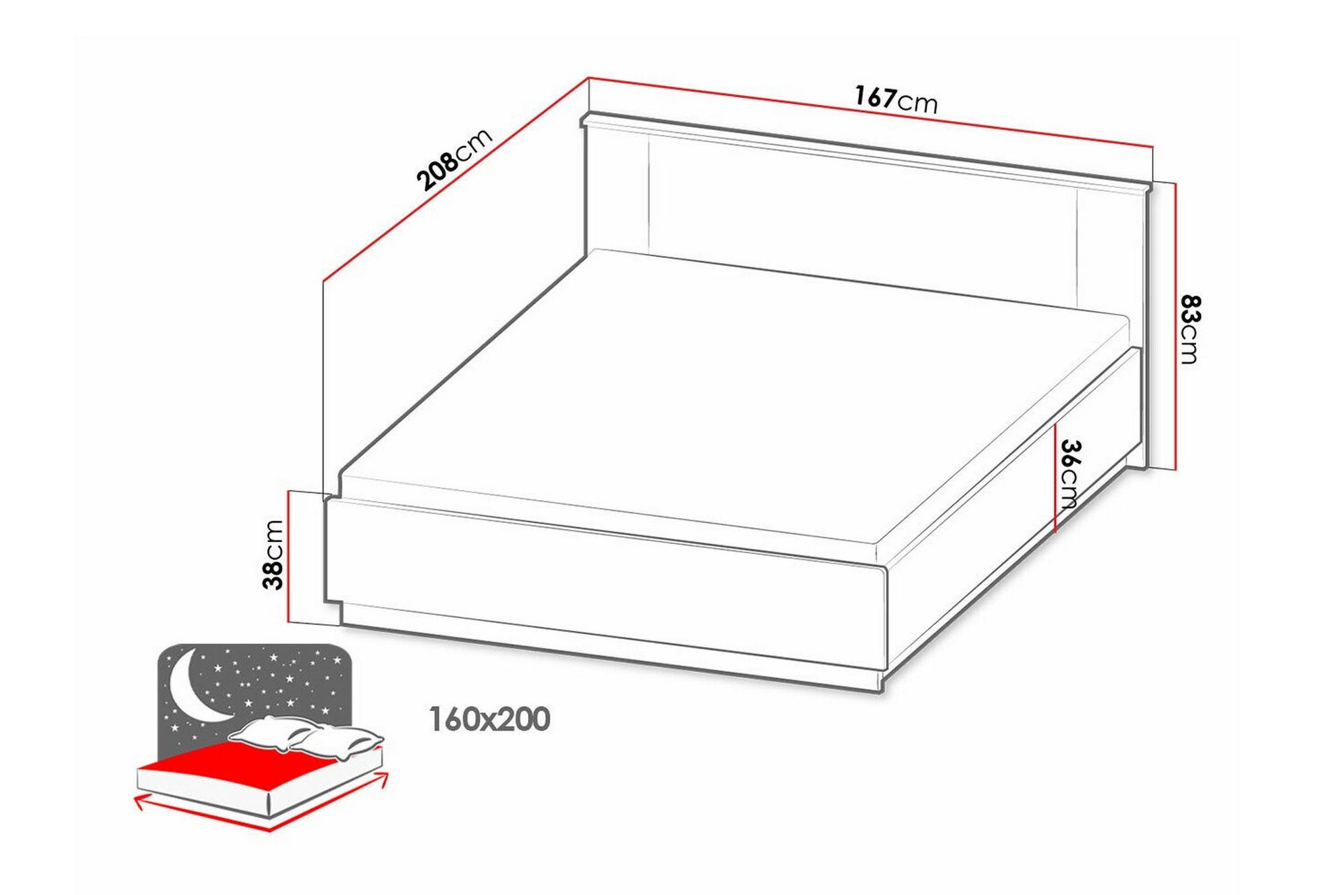 Strathy Rammeseng 160x200 cm - Svart - Møbler - Senger - Rammeseng