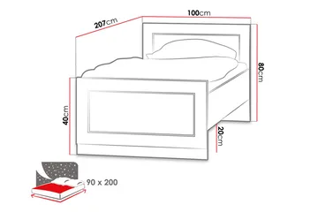Tadeusz Rammeseng 205x100x90 cm - Møbler - Senger - Sengeramme & sengestamme