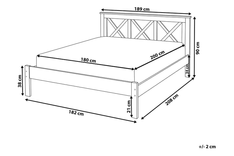 Tannay Dobbeltseng 140 | 200 cm - Hvit - Rammeseng