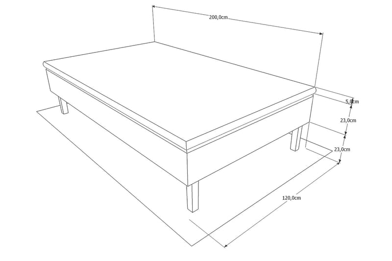 Viken Bas Rammeseng 120X200Cm - Grå, Ben Valnøtt - Rammeseng