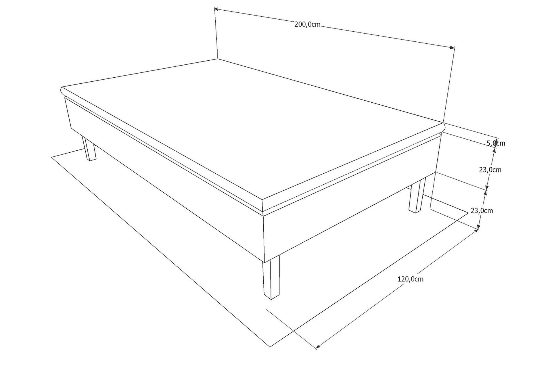 Viken Bas Rammeseng 120X200Cm - Grå, Konisk Eikeben - Møbler - Senger - Rammeseng