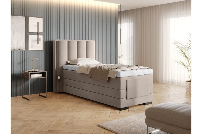 Banti Justerbar Kontinentalseng 90x200 cm - Beige - Møbler - Senger - Regulerbar seng