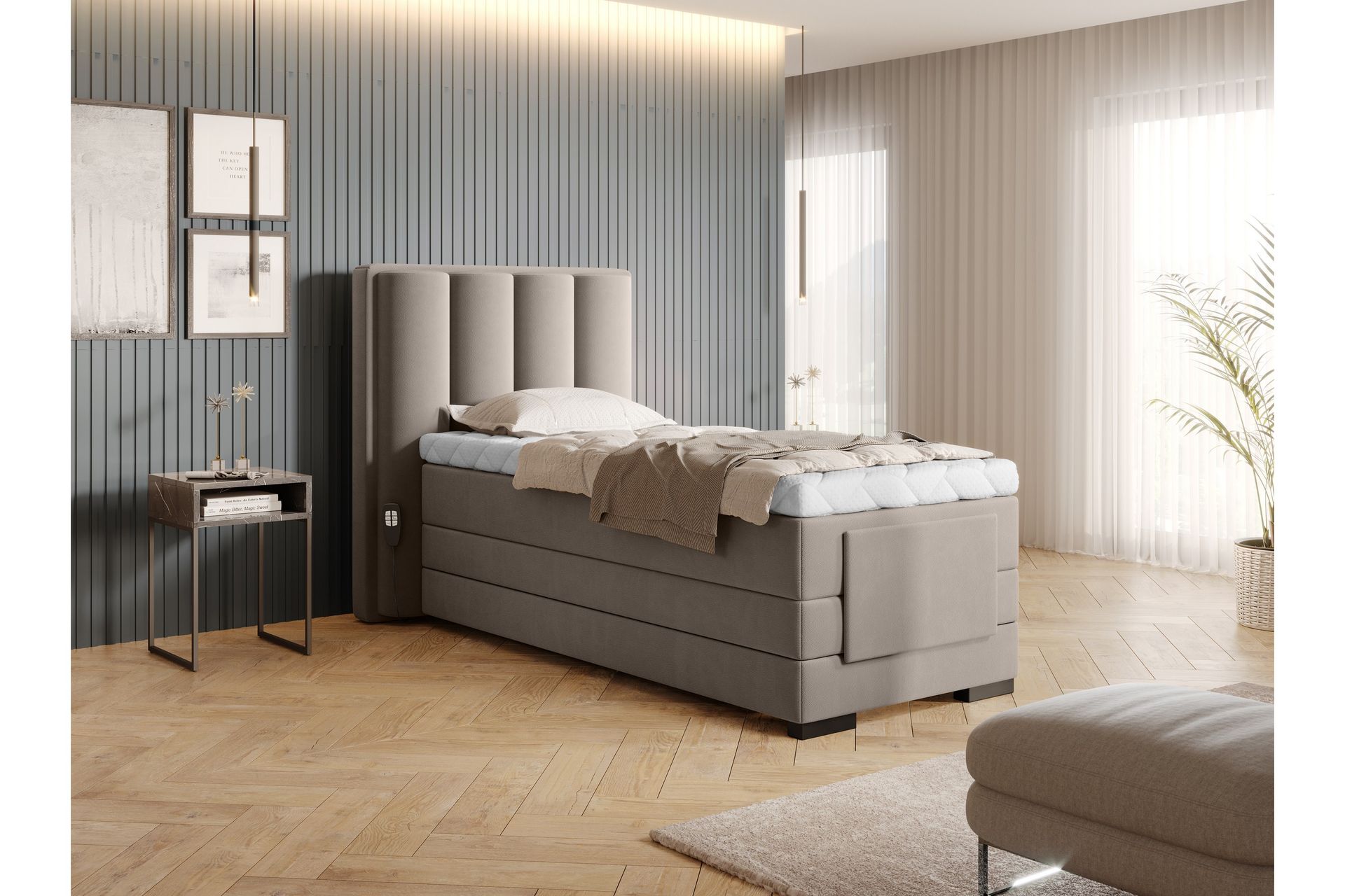 Banti Justerbar Kontinentalseng 90x200 cm - Beige - Møbler - Senger - Regulerbar seng