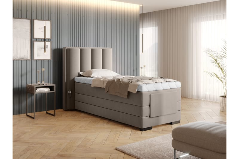Banti Justerbar Kontinentalseng 90x200 cm - Beige - Regulerbar seng