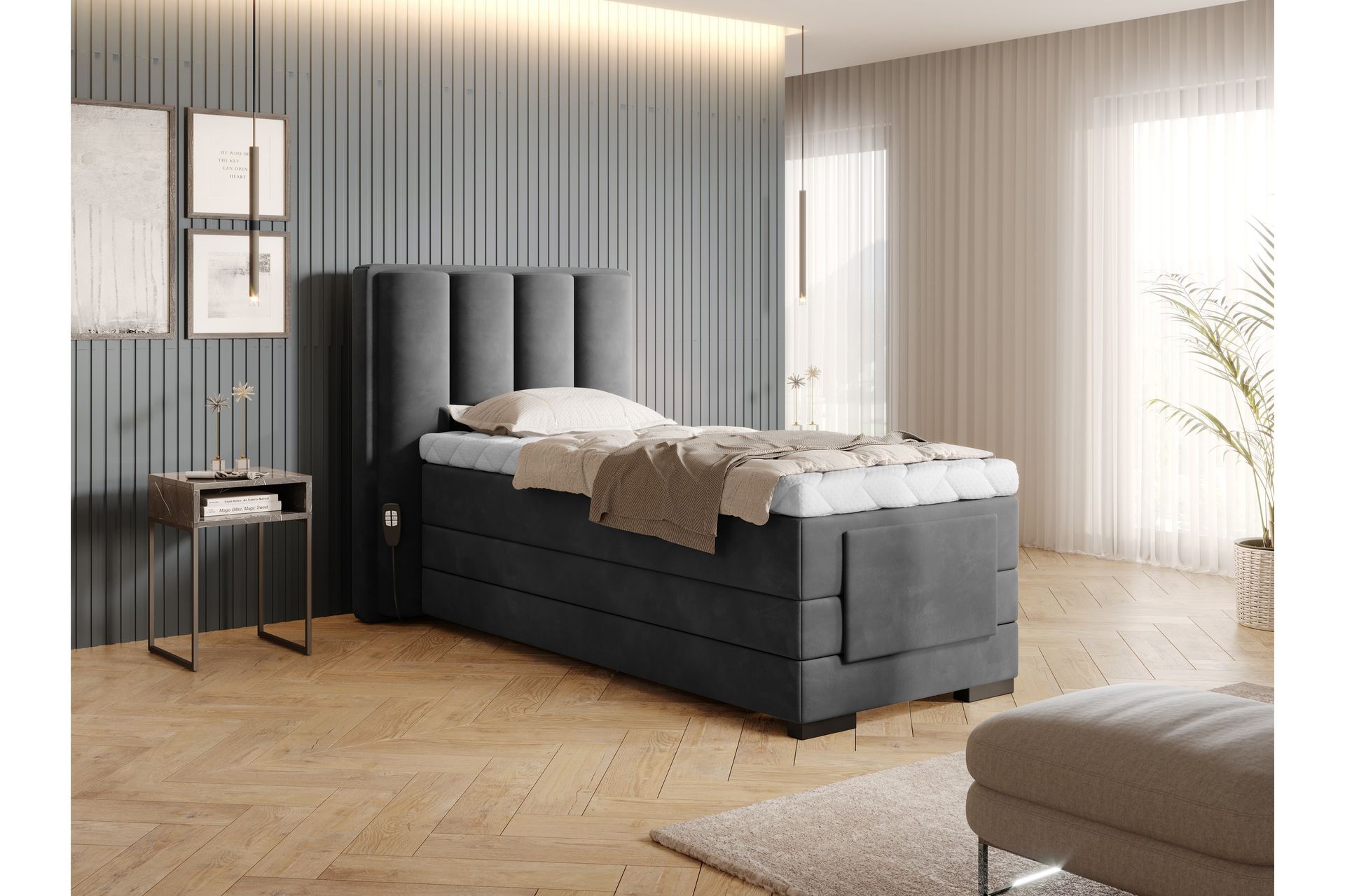 Banti Justerbar Kontinentalseng 90x200 cm - Grå - Møbler - Senger - Regulerbar seng