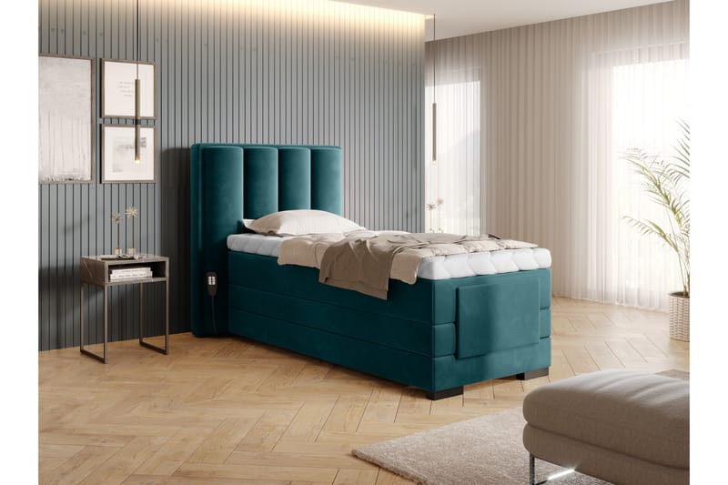 Banti Justerbar Kontinentalseng 90x200 cm - Turkis - Regulerbar seng