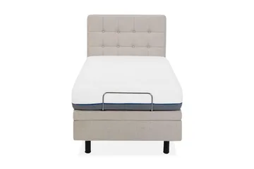 Kabbebo Sengepakke – Regulerbar Seng 80x200 cm i Stoff med Sengegavl + Overmadrass - Beige - Møbler - Senger - Regulerbar seng