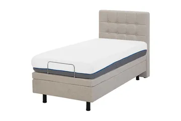 Kabbebo Sengepakke – Regulerbar Seng 80x200 cm i Stoff med Sengegavl + Overmadrass - Beige - Møbler - Senger - Regulerbar seng
