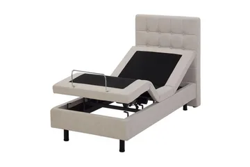 Kabbebo Sengepakke – Regulerbar Seng 80x200 cm i Stoff med Sengegavl + Overmadrass - Beige - Møbler - Senger - Regulerbar seng