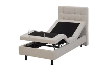 Kabbebo Sengepakke – Regulerbar Seng 80x200 cm i Stoff med Sengegavl + Overmadrass - Beige - Møbler - Senger - Regulerbar seng