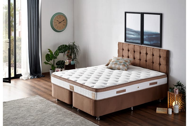 Latrona Kontinentalseng Dobbel 140x190 cm - Lysebrun - Møbler - Senger - Regulerbar seng