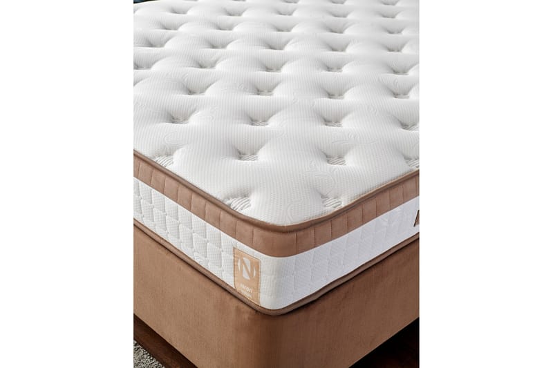 Latrona Kontinentalseng Dobbel 140x190 cm - Lysebrun - Regulerbar seng