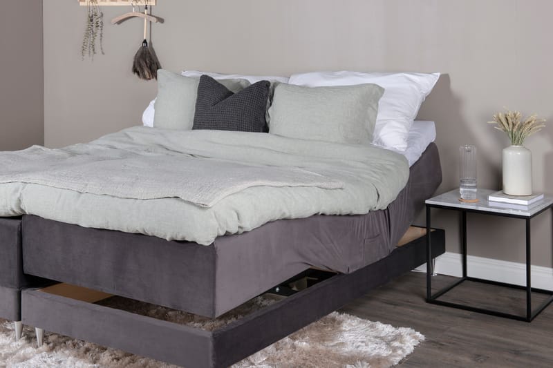 Vansbro 180 cm Medium & Solid Mørkegrå Fløyel - Mørkegrå - Regulerbar seng
