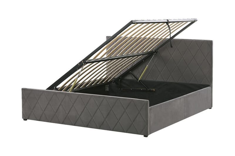 Rochefort Oppbevaringsseng 140x200 cm - Fløyel/Grå - Møbler - Senger - Sengeramme & sengestamme