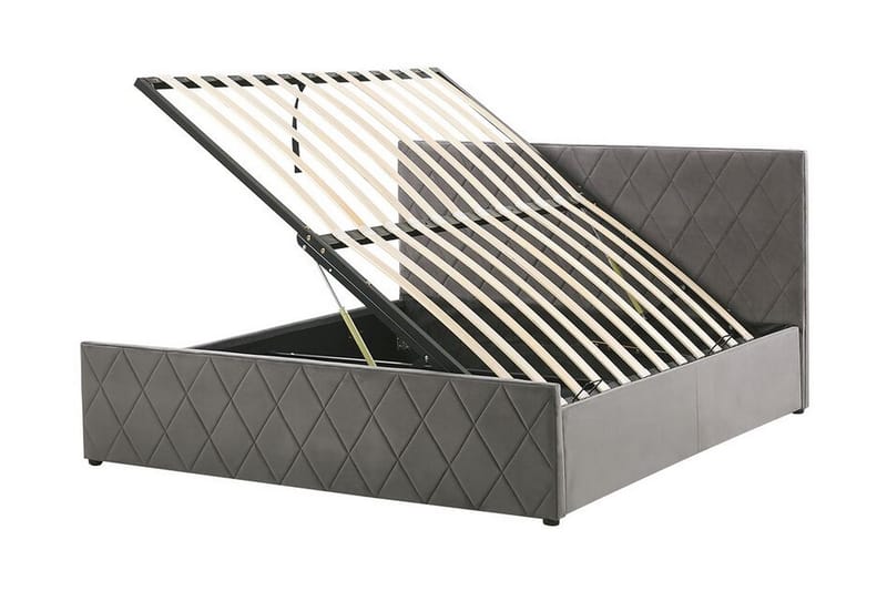 Rochefort Oppbevaringsseng 140x200 cm - Fløyel/Grå - Møbler - Senger - Sengeramme & sengestamme
