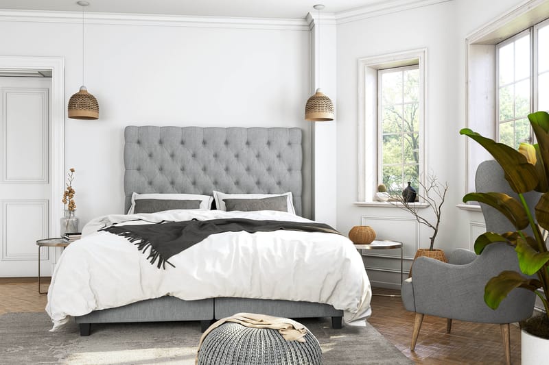 Royal Komplett Sengepakke Seng med Oppbevaring 105x200 - Lysegrå - Møbler - Senger - Kontinentalsenger