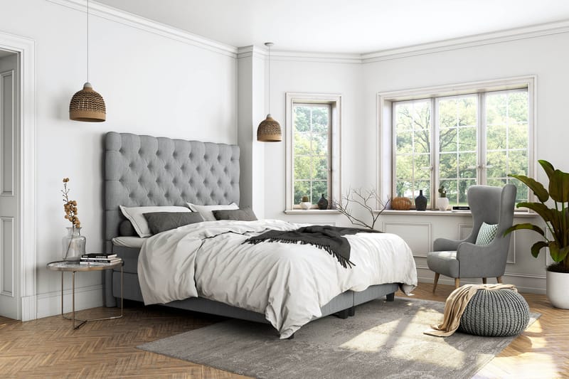 Royal Komplett Sengepakke Seng med Oppbevaring 105x200 - Lysegrå - Møbler - Senger - Kontinentalsenger