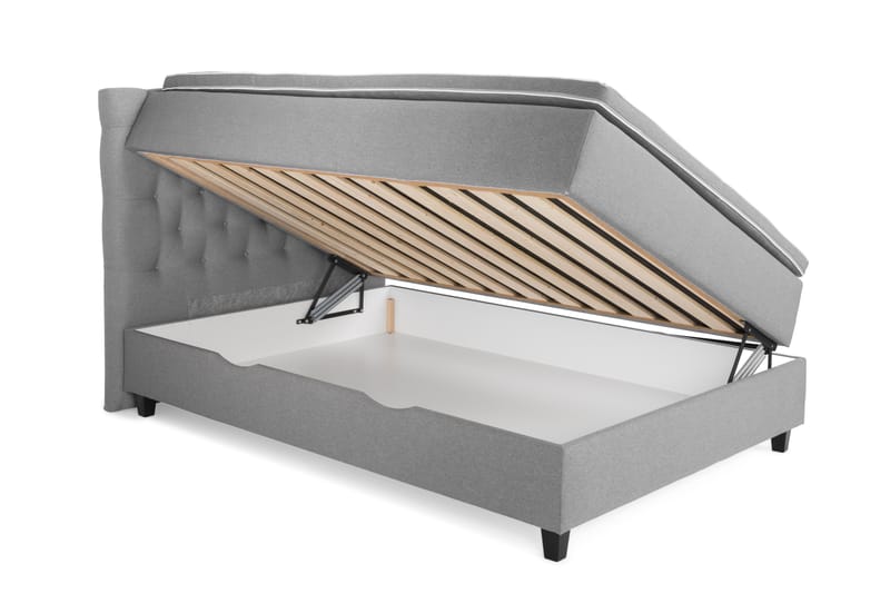 Royal Komplett Sengepakke Seng med Oppbevaring 140x200 - Lysegrå - Møbler - Senger - Rammeseng