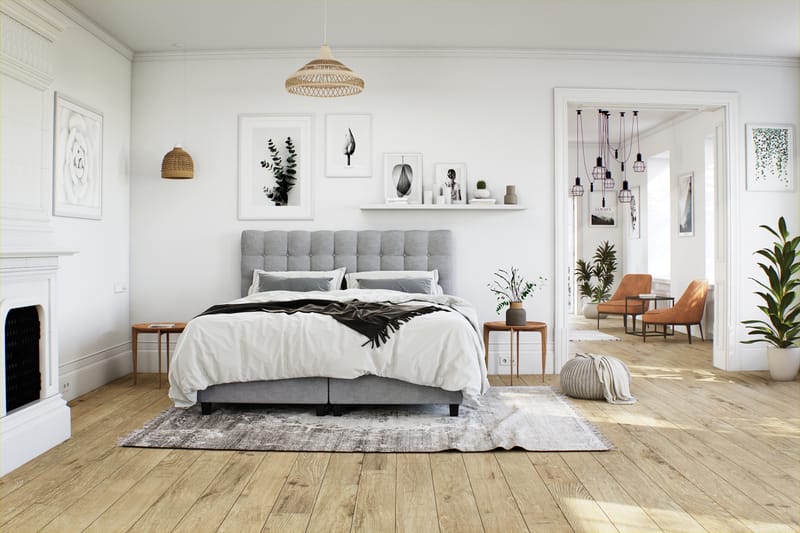 Royal Komplett Sengepakke Seng med Oppbevaring 180x200 - Lysegrå - Møbler - Senger - Kontinentalsenger