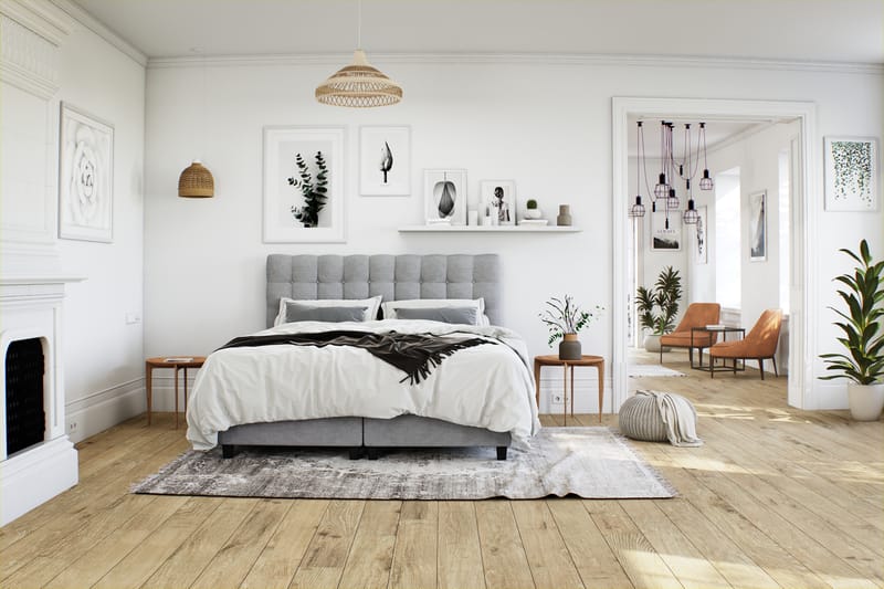 Royal Komplett Sengepakke Seng med Oppbevaring 80x200 - Lysegrå - Møbler - Senger - Rammeseng