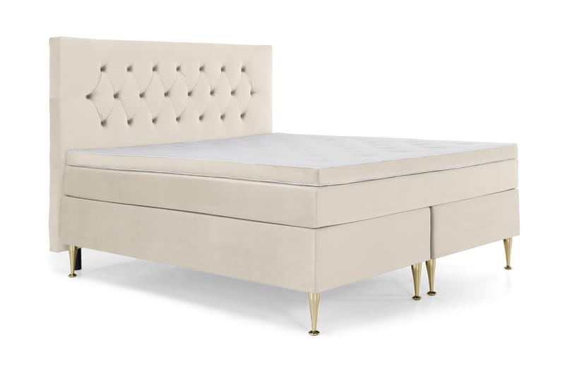 Royal Velvet komplett sengepakke 160x200 cm - Beige med høye gullfargede ben - Møbler - Senger - Komplett sengepakke