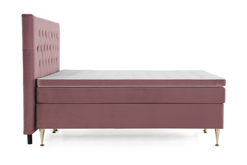 Royal Velvet komplett sengepakke 160x200 cm - Rosa med høye gullben - Møbler - Senger - Kontinentalsenger