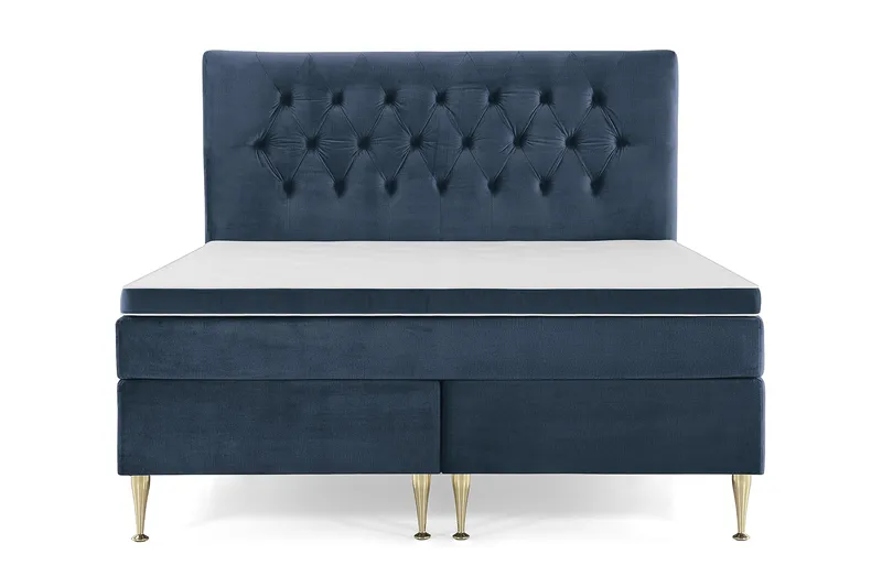 Royal Velvet Komplett Sengepakke 180x200 cm, Mørkeblå Fløyel/Høye Gullben